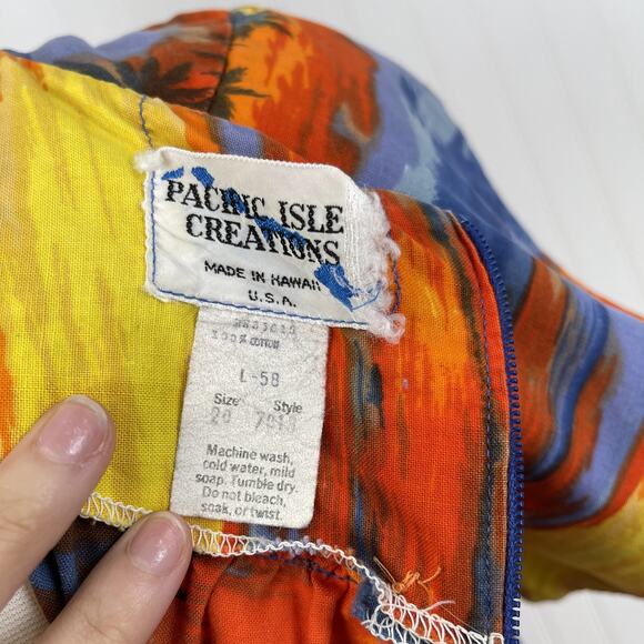 VTG Pacific Isle Creations of Hawaii Womens 20 Muu Muu Dress Sunset Tropical USA - Picture 9 of 11